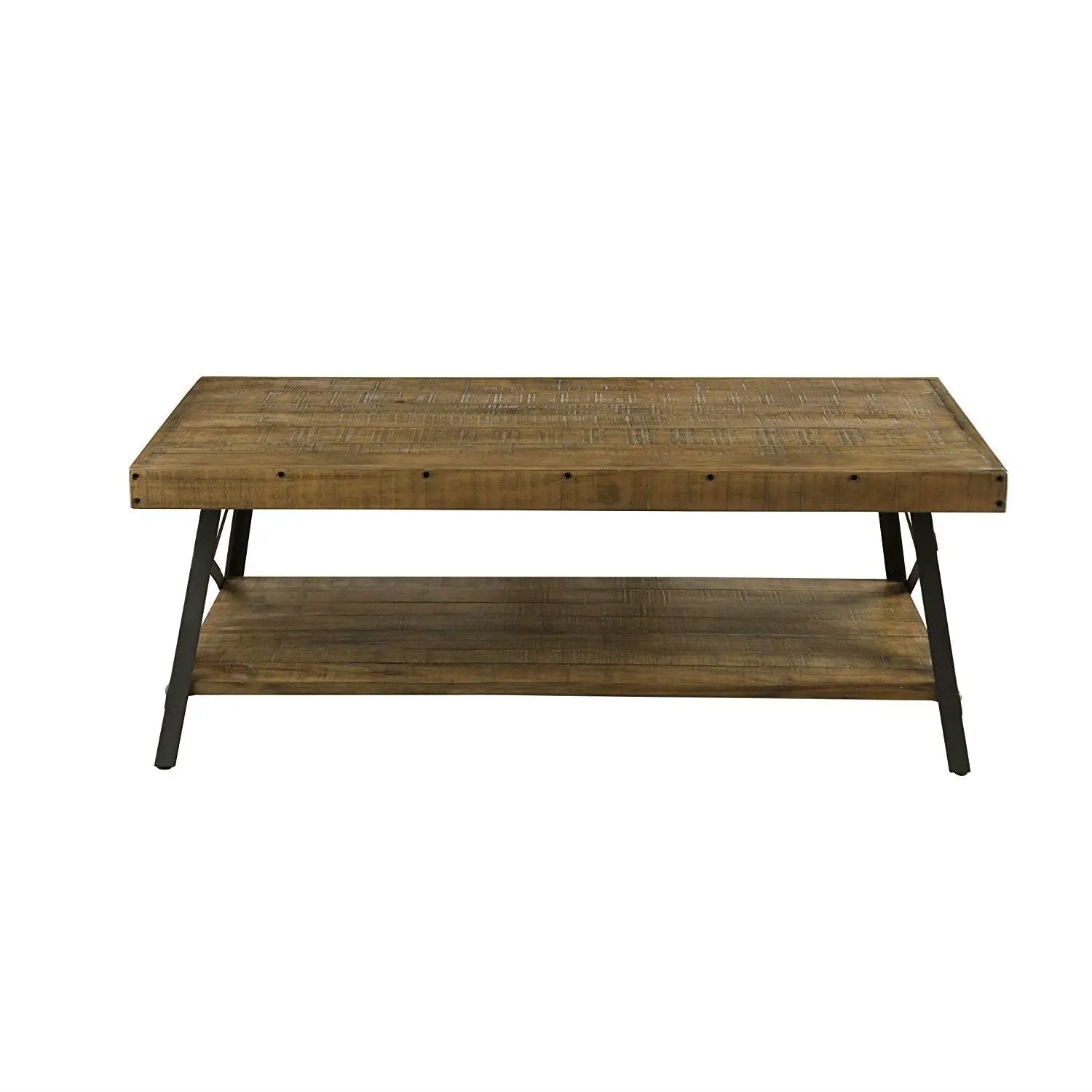 Modern Industrial Style Solid Wood Coffee Table with Steel Legs by HomePacific