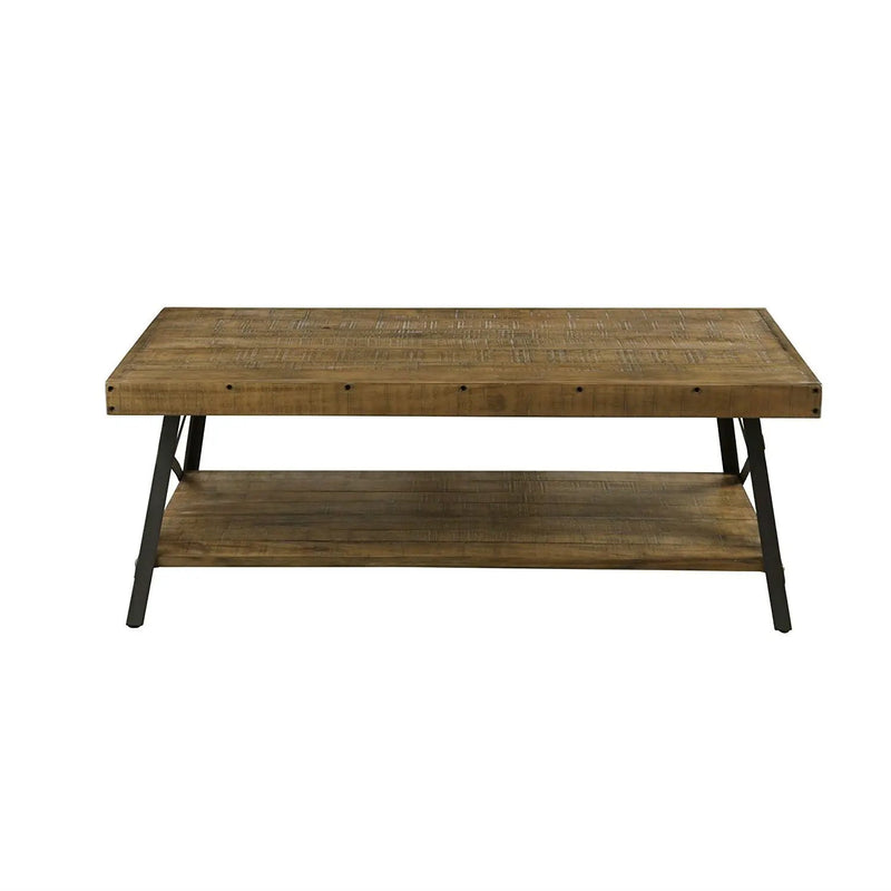 Modern Industrial Style Solid Wood Coffee Table with Steel Legs by HomePacific