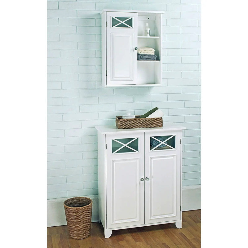 White 2-Door Bathroom Floor Cabinet with Adjustable Storage Shelf by HomePacific