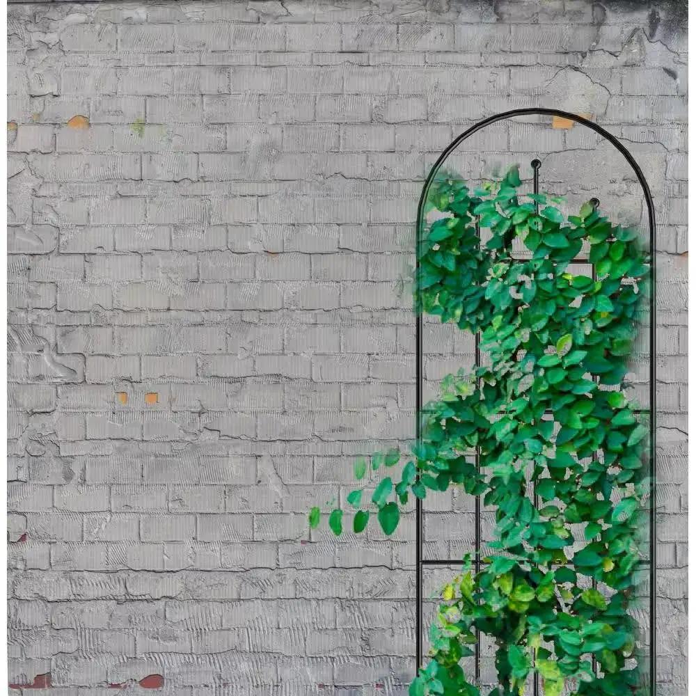 Outdoor 80-inch Tall Garden Trellis in Black Powder Coated Steel Finish by HomePacific