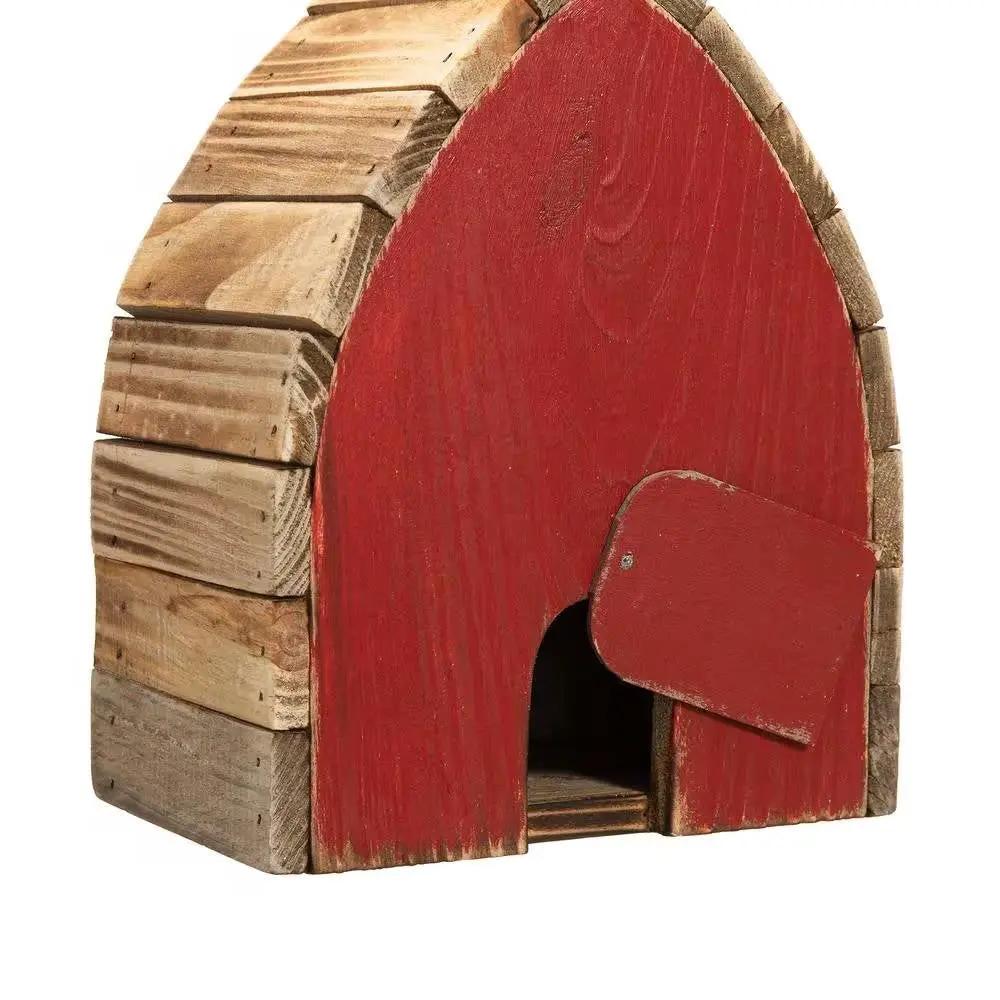 Vintage Farmhouse Style Red Solid Wood Outdoor Birdhouse by HomePacific