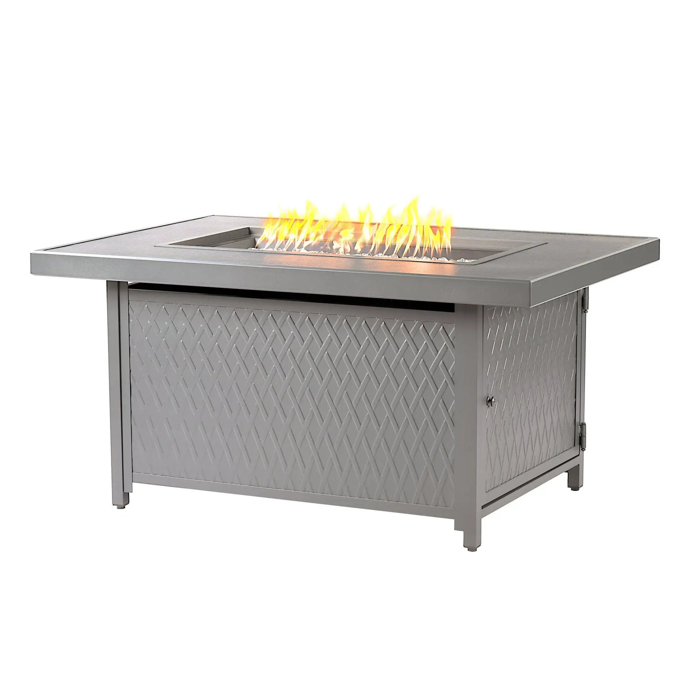 Aluminum 48-in Rectangular Propane Fire Table, Beads, Covers and Lid by Sharicks
