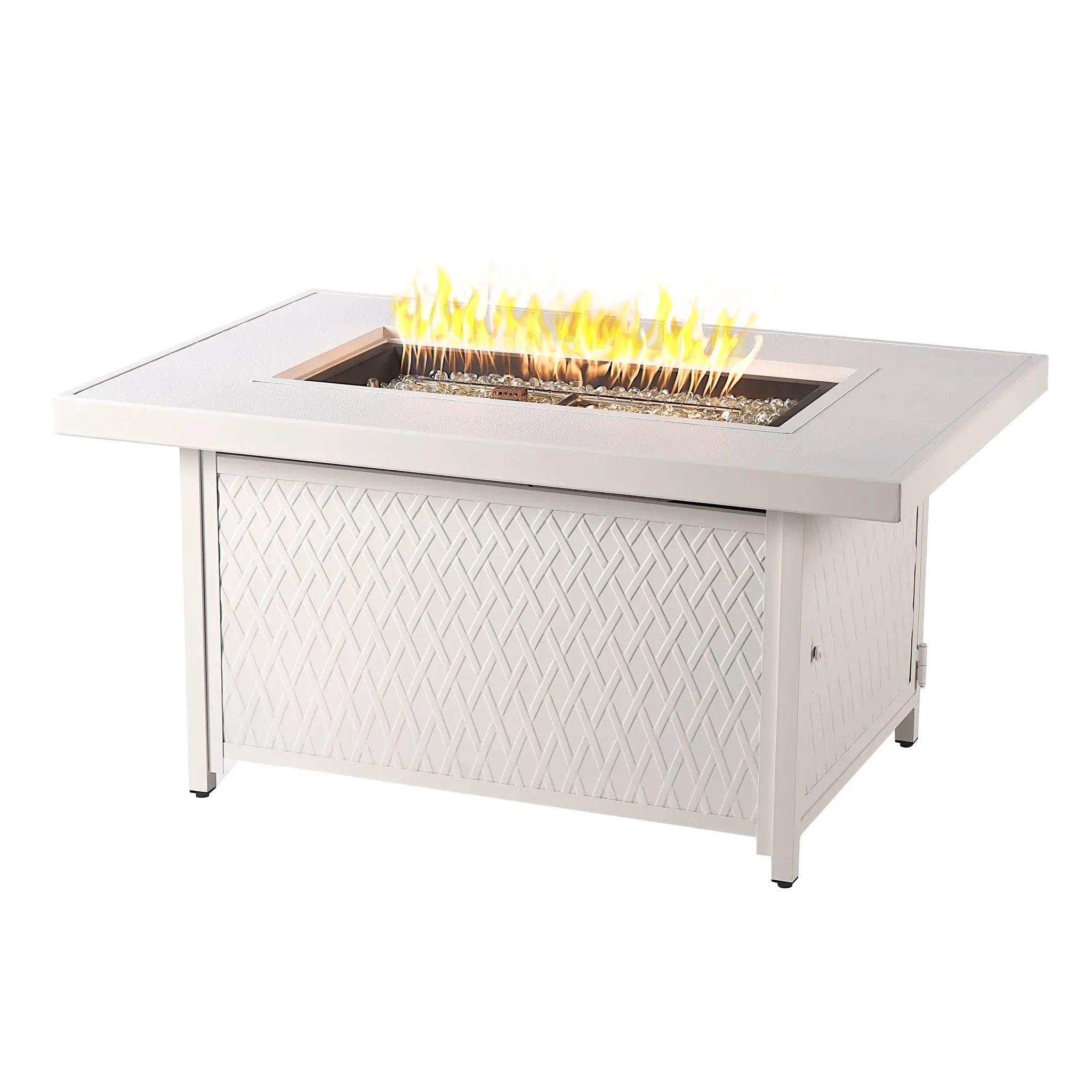Aluminum 48-in Rectangular Propane Fire Table, Beads, Covers and Lid by Sharicks