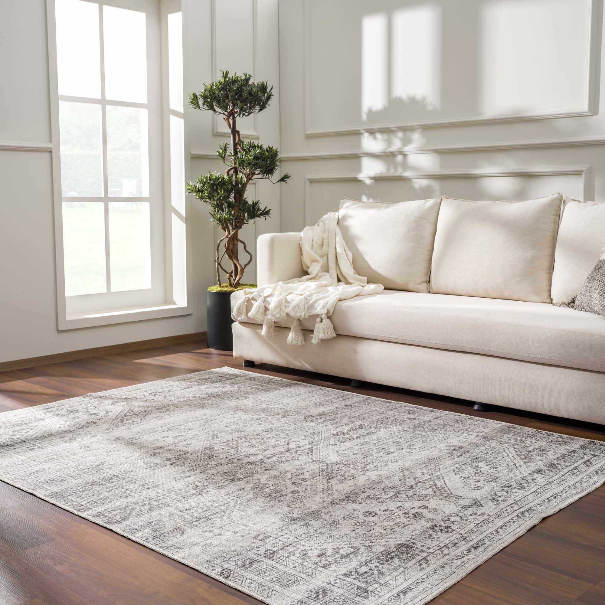 Nadie Blue Gray Medallion Area Rug - Clearance by Boutique Rugs