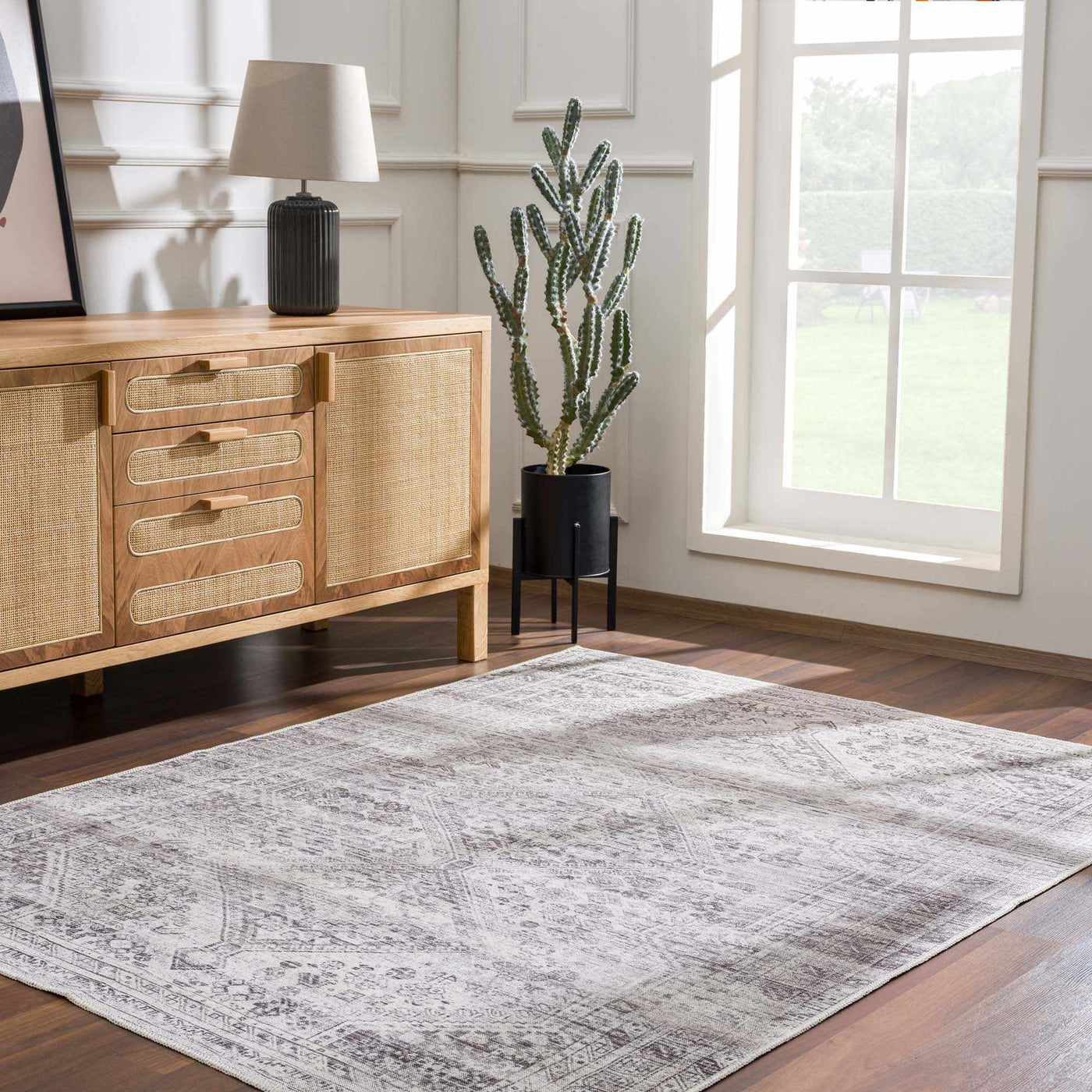Nadie Blue Gray Medallion Area Rug - Clearance by Boutique Rugs