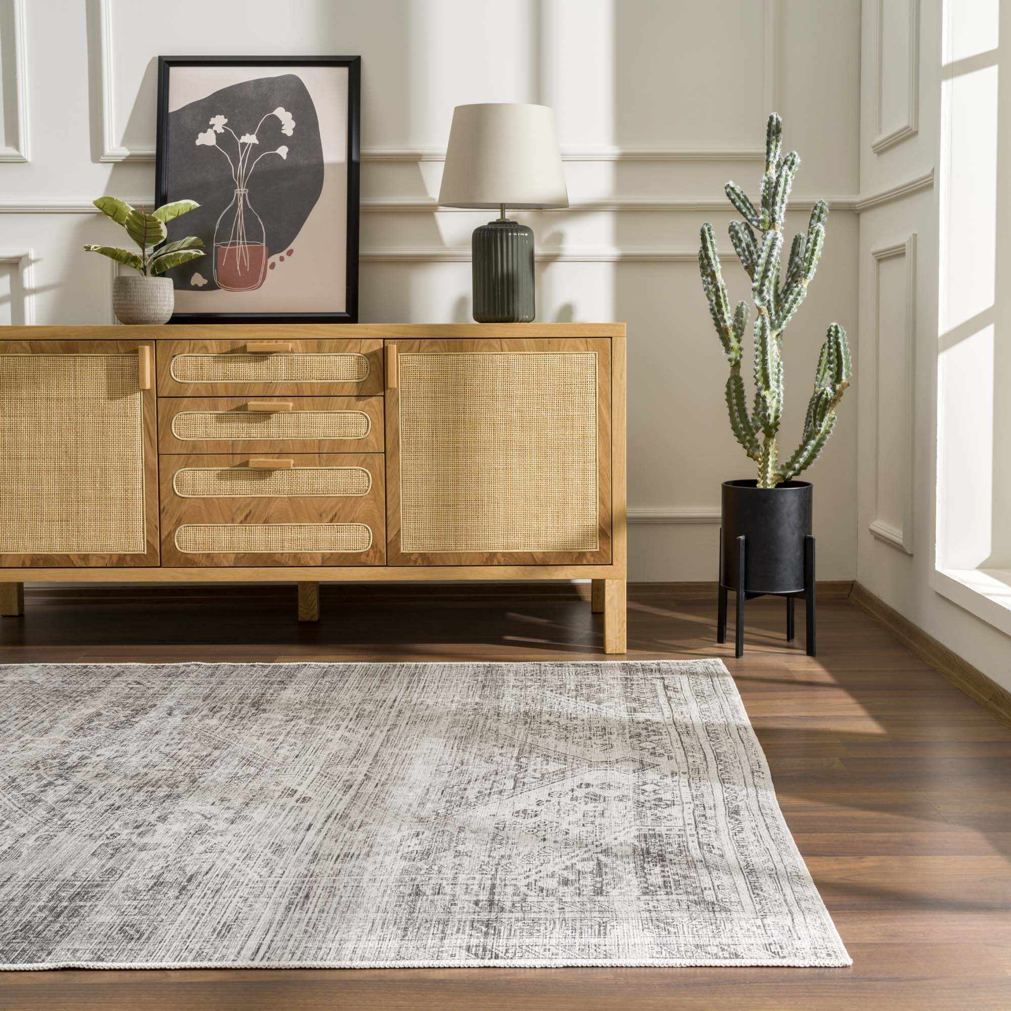 Nadie Blue Gray Medallion Area Rug - Clearance by Boutique Rugs