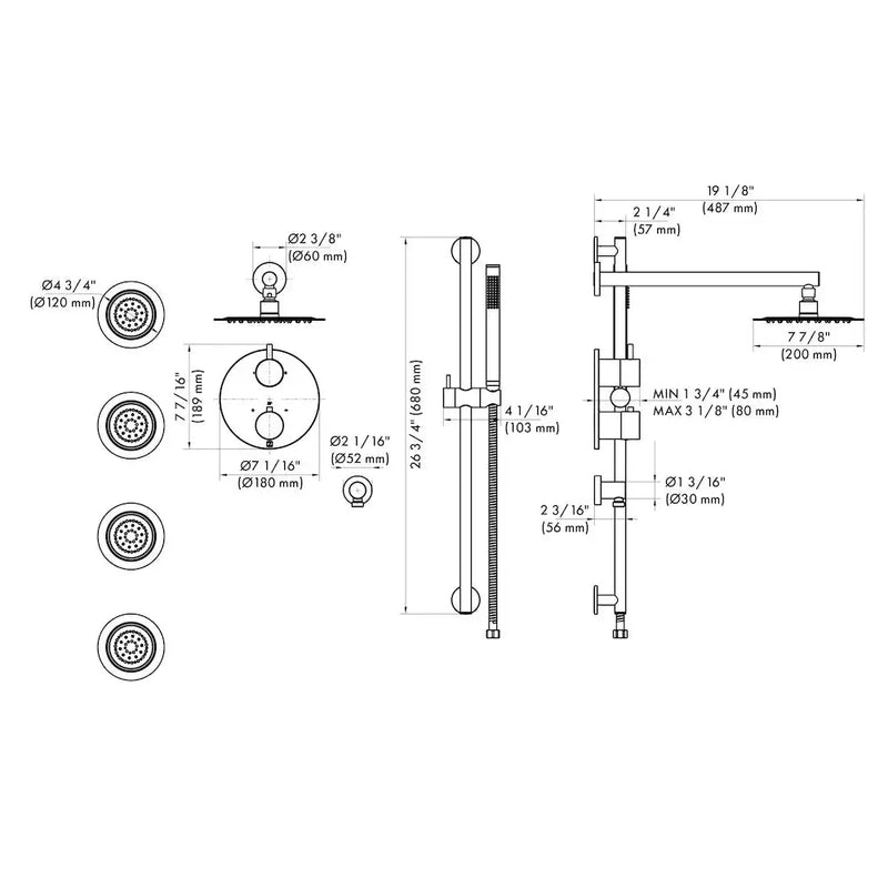 ZLINE Emerald Bay Thermostatic Shower System with Body Jets EMBY-SHS-T3-CH by Farmhouse Kitchen and Bath