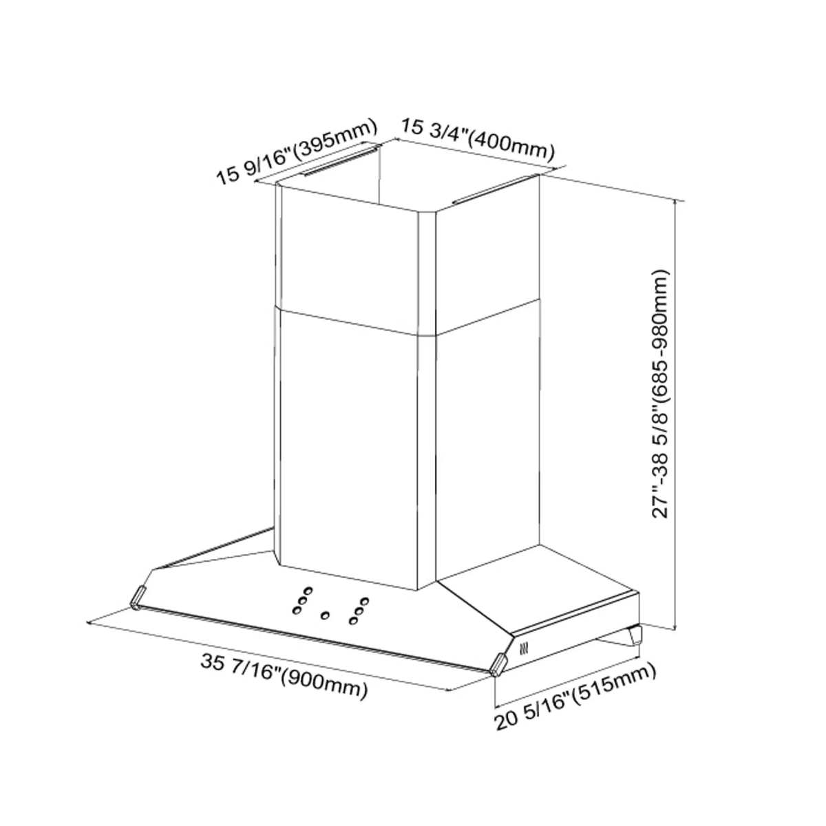 36" Wall Mount Perimeter Vent Series | EMG9030, dimensions drawing