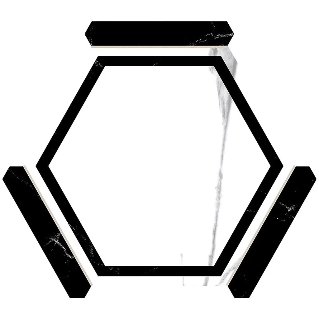 White Black 9x10 Matte Hexagon Porcelain Tile (18 pack, 8.07 sq ft/case) by Apollo Tile