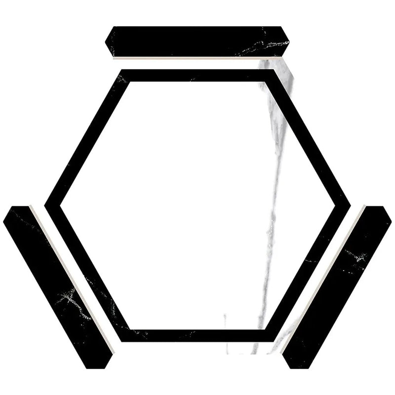 White Black 9x10 Matte Hexagon Porcelain Tile (18 pack, 8.07 sq ft/case) by Apollo Tile
