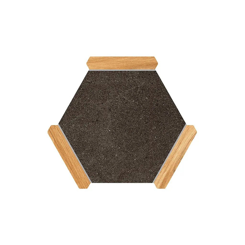 Jet Black Brown 9x10 Matte Hexagon Porcelain Tile (18 pack, 8.07 sq ft/case) by Apollo Tile