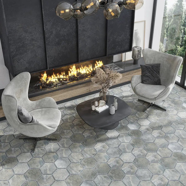 Slate Gray 9x10 Matte Hexagon Porcelain Tile (18 pack, 8.07 sq ft/case)