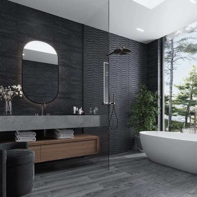 Coal Black 12x24 Matte Field Porcelain Tile (5 pack, 10.763 sq ft/case) by Apollo Tile