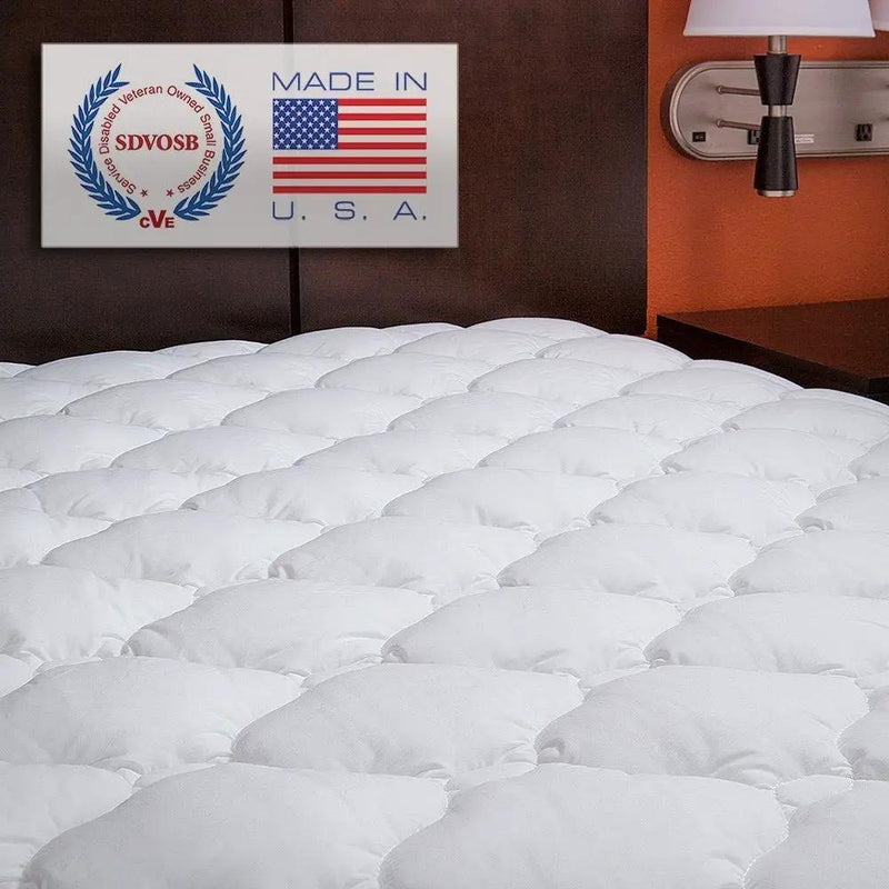 King size Plush Bamboo Baffle Box Stitch Mattress Pad / Topper by HomePacific