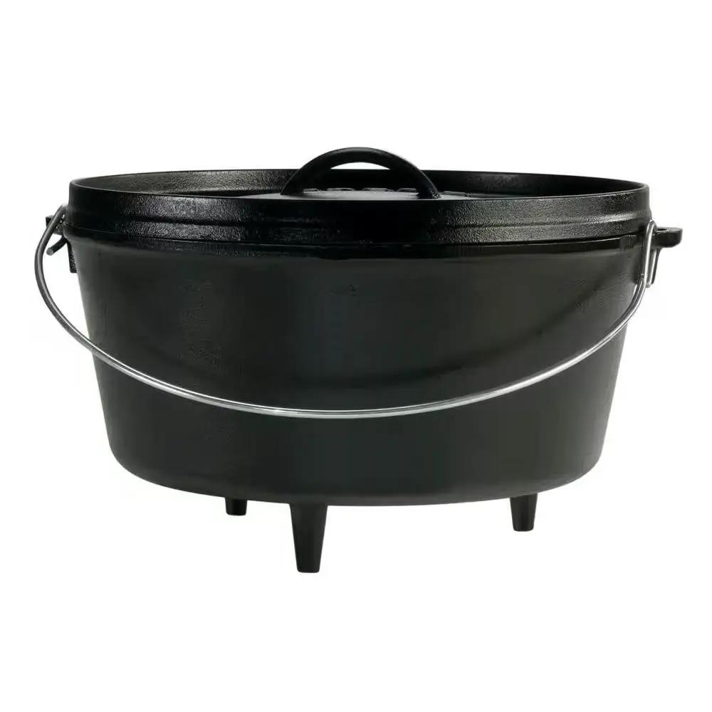8-Quart Deep Seasoned Cast Iron Dutch Oven with Lid and Metal Handle by HomePacific
