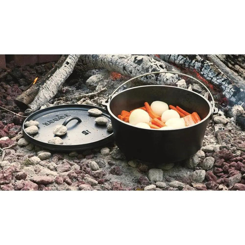 8-Quart Deep Seasoned Cast Iron Dutch Oven with Lid and Metal Handle by HomePacific