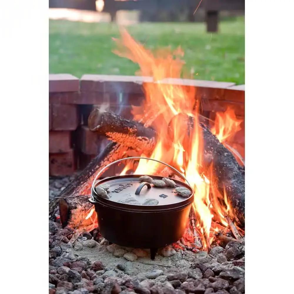8-Quart Deep Seasoned Cast Iron Dutch Oven with Lid and Metal Handle by HomePacific