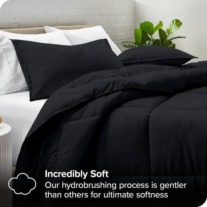 Twin/Twin XL Super Soft Lightweight Down Alternative Comforter Set in Black by HomePacific