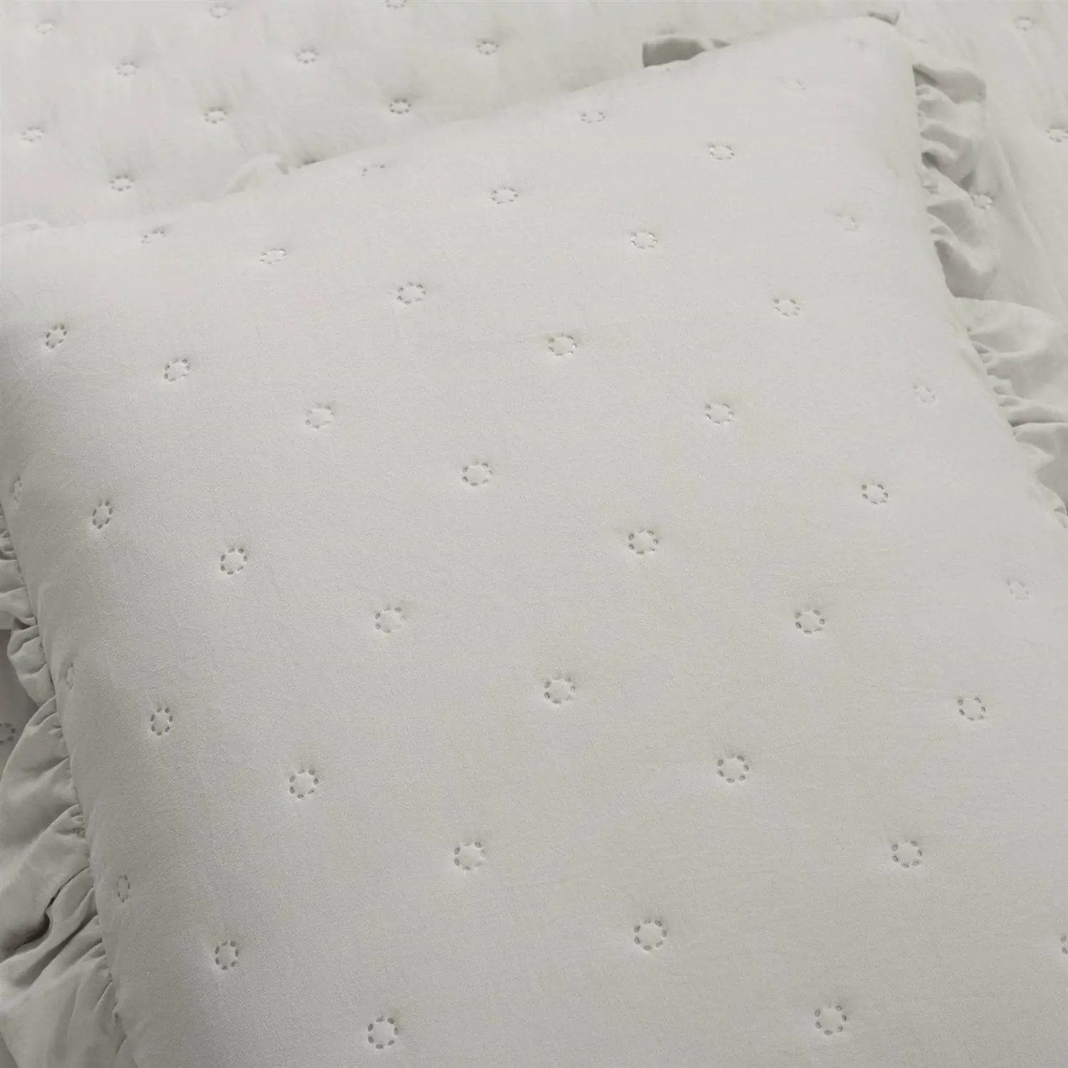 Full/Queen Lightweight Grey Ruffle Reversible Oversized 3 Piece Quilt Set by HomePacific