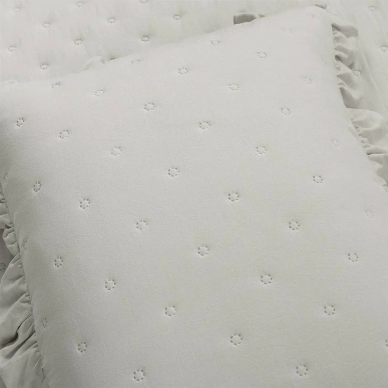Full/Queen Lightweight Grey Ruffle Reversible Oversized 3 Piece Quilt Set by HomePacific