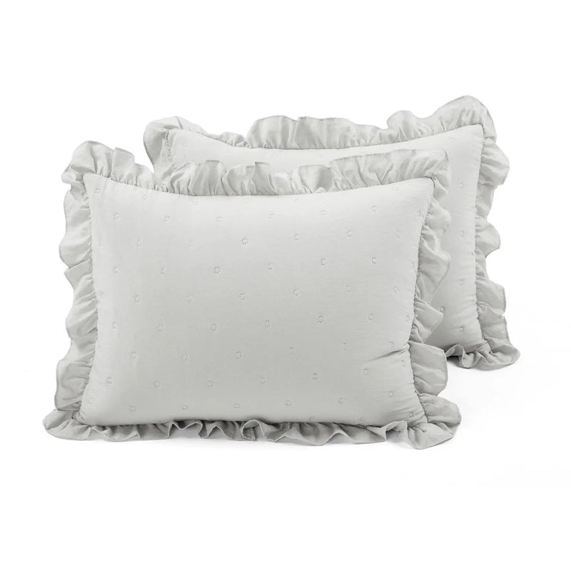 Full/Queen Lightweight Grey Ruffle Reversible Oversized 3 Piece Quilt Set by HomePacific