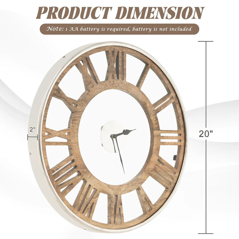 16-20 Inch Silent Wall Clock with Roman Numerals by DirectDeals
