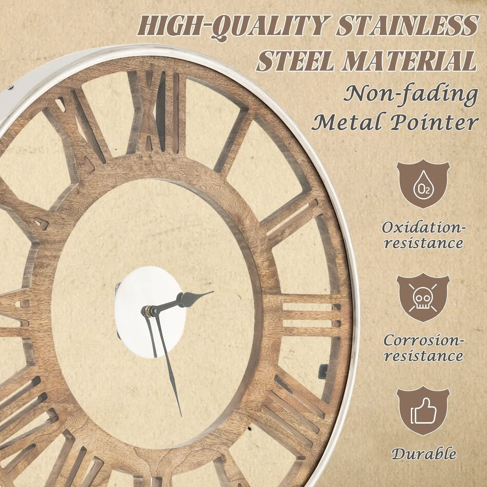 16-20 Inch Silent Wall Clock with Roman Numerals by DirectDeals