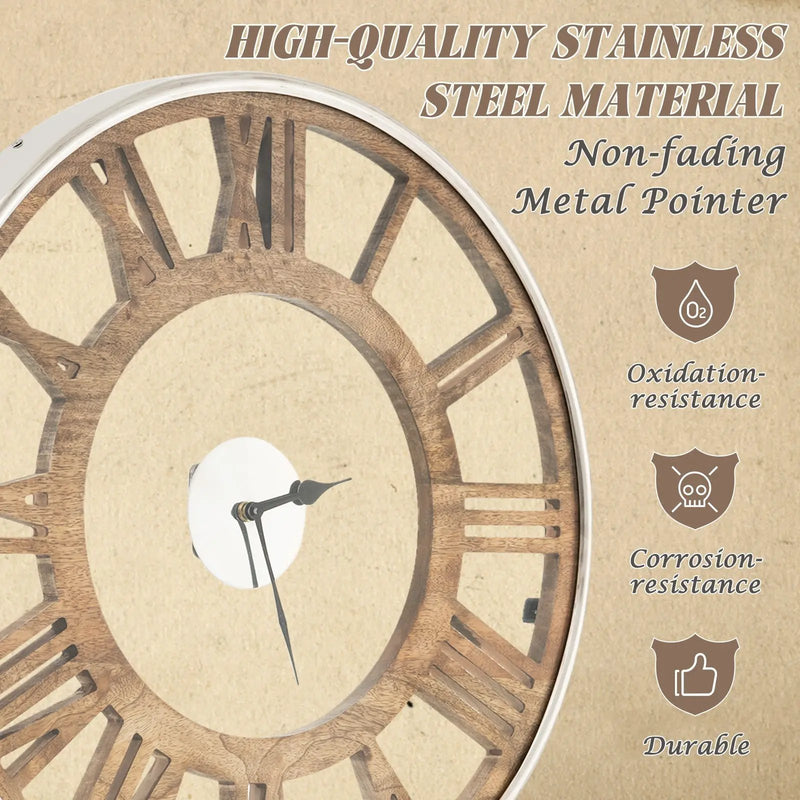 16-20 Inch Silent Wall Clock with Roman Numerals by DirectDeals