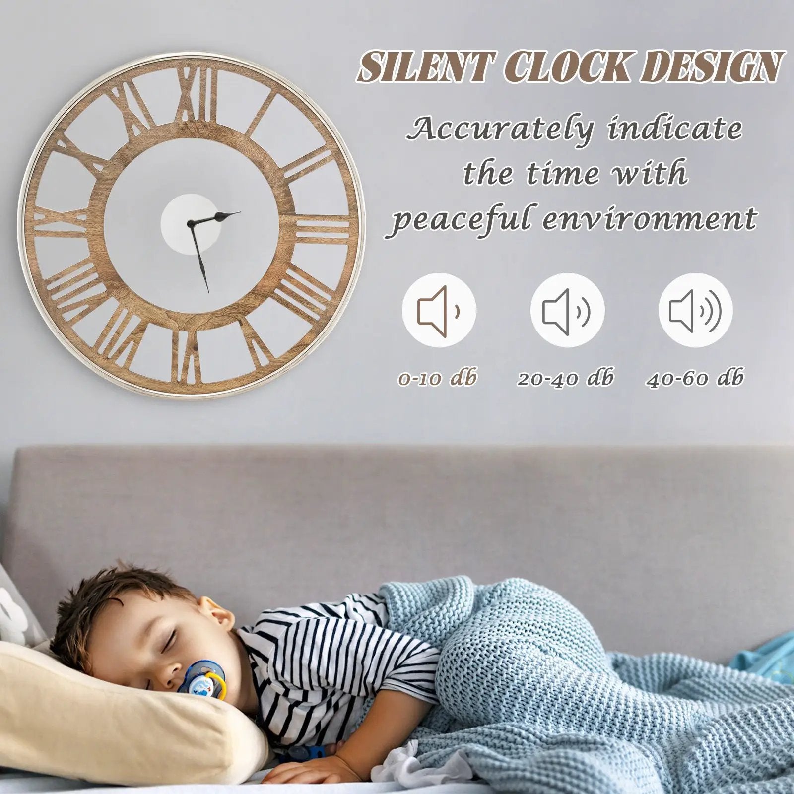 16-20 Inch Silent Wall Clock with Roman Numerals by DirectDeals