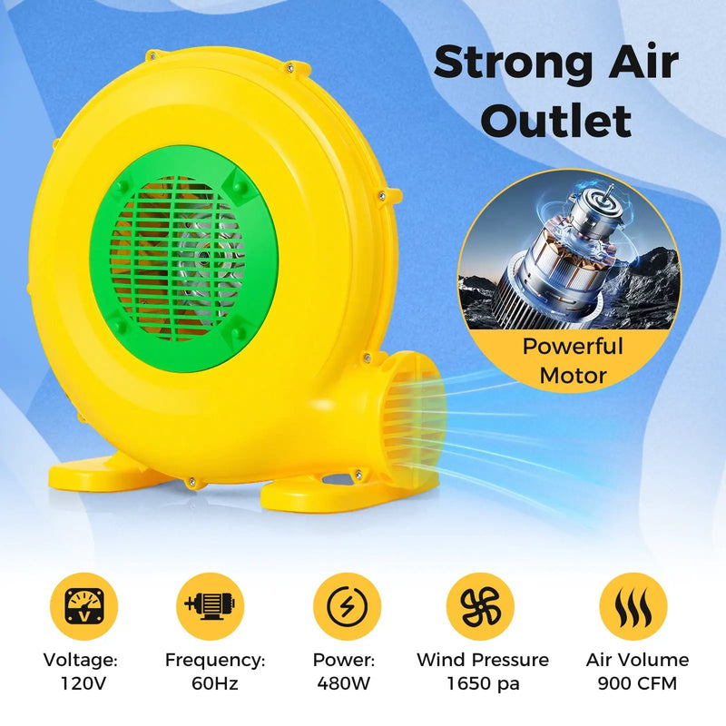 480W Bounce House Blower with Handle and Ground Stakes by DirectDeals