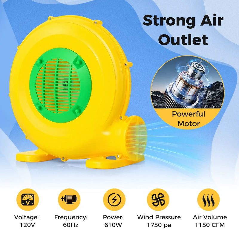 610W Bounce House Blower with Handle and Ground Stakes by DirectDeals