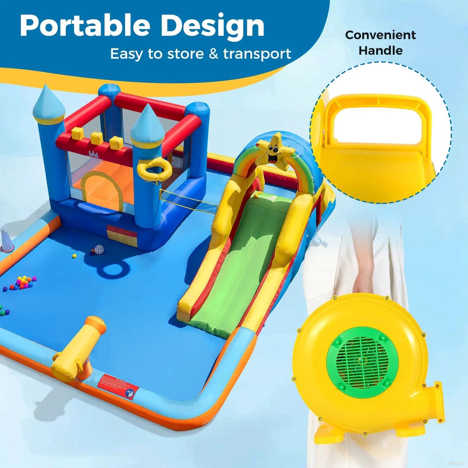 610W Bounce House Blower with Handle and Ground Stakes by DirectDeals