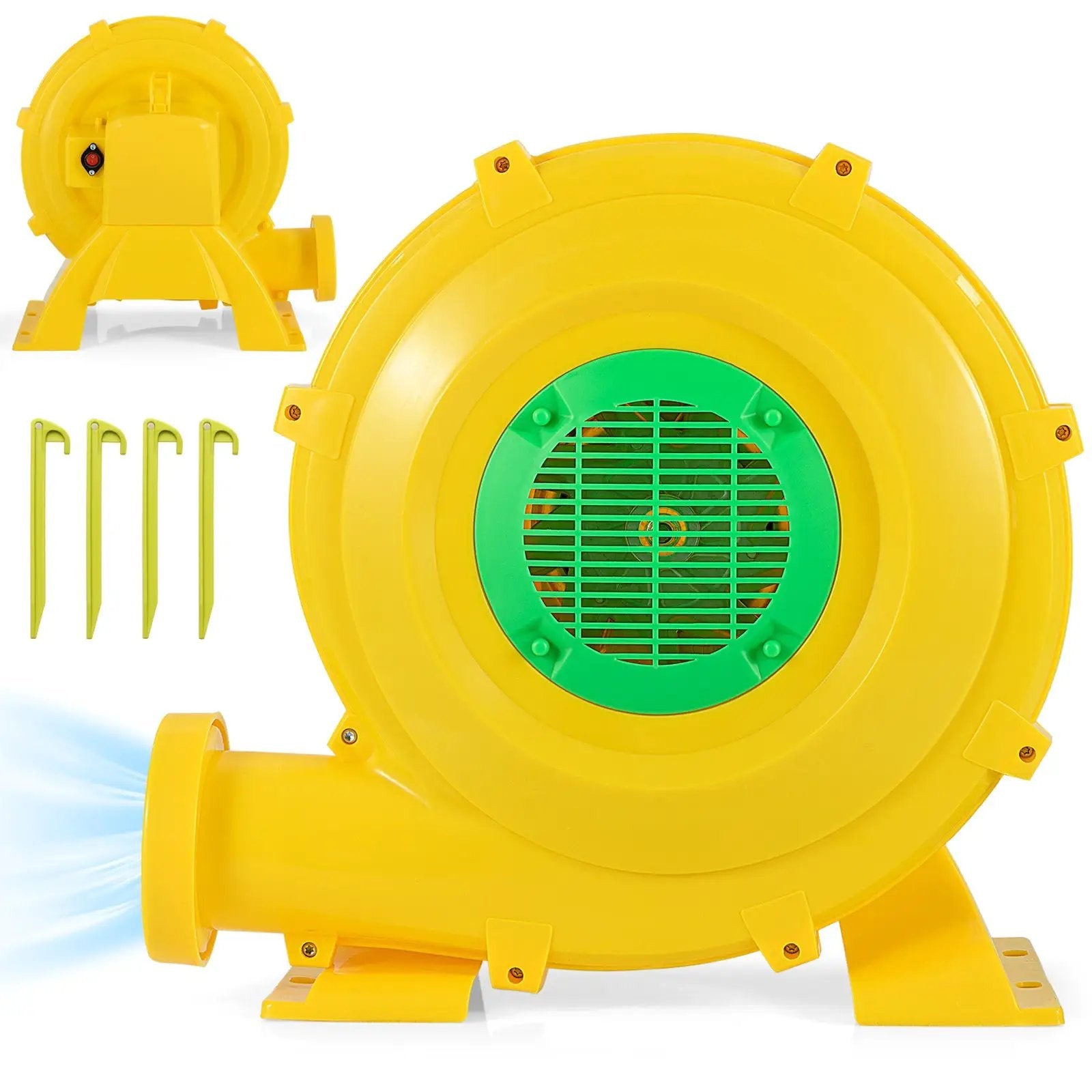 780W Bounce House Blower 1 HP Portable Air Pump Fan with Handle and Ground Stakes by DirectDeals