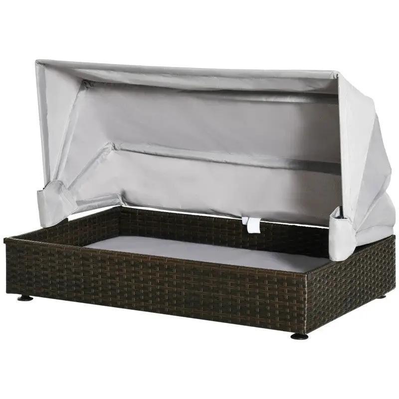 Espresso Wicker Foldable Canopy Raised Dog Bed House with 2 in Thick Cushion by HomePacific