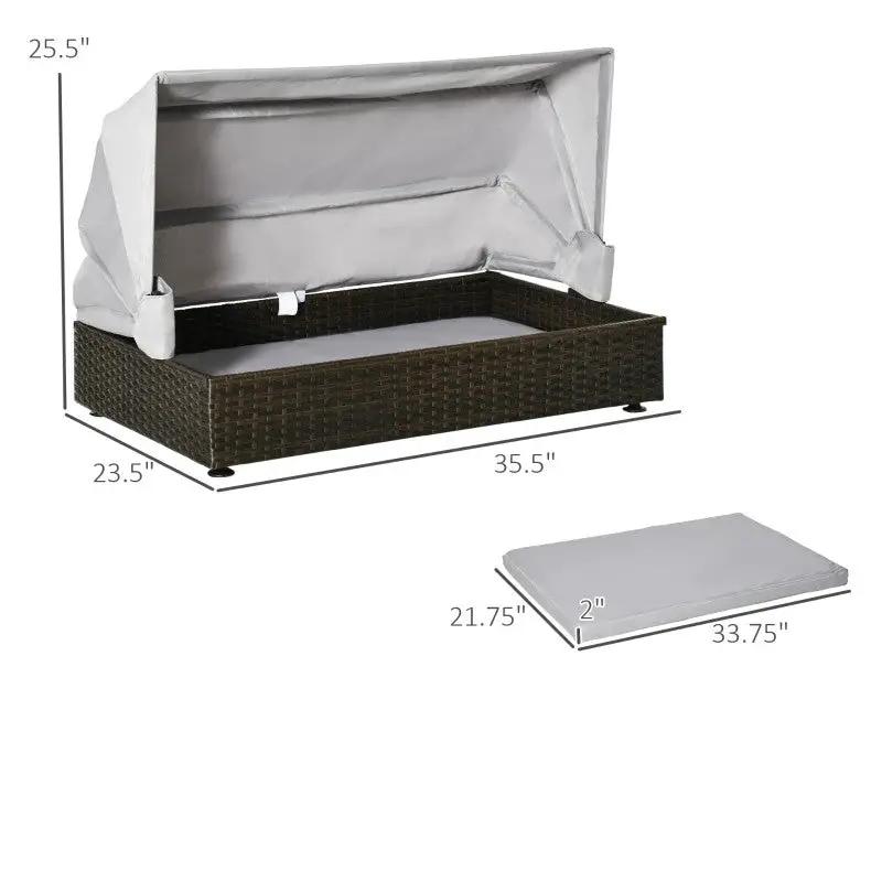 Espresso Wicker Foldable Canopy Raised Dog Bed House with 2 in Thick Cushion by HomePacific