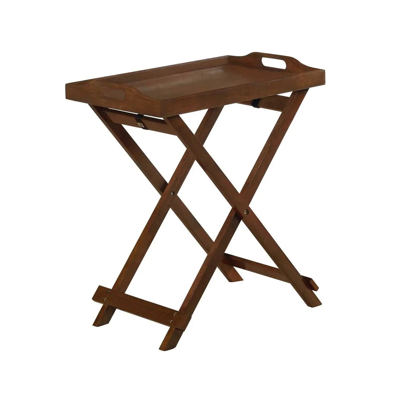 Folding TV Tray Bedside Table in Dark Brown Espresso Wood Finish by HomePacific