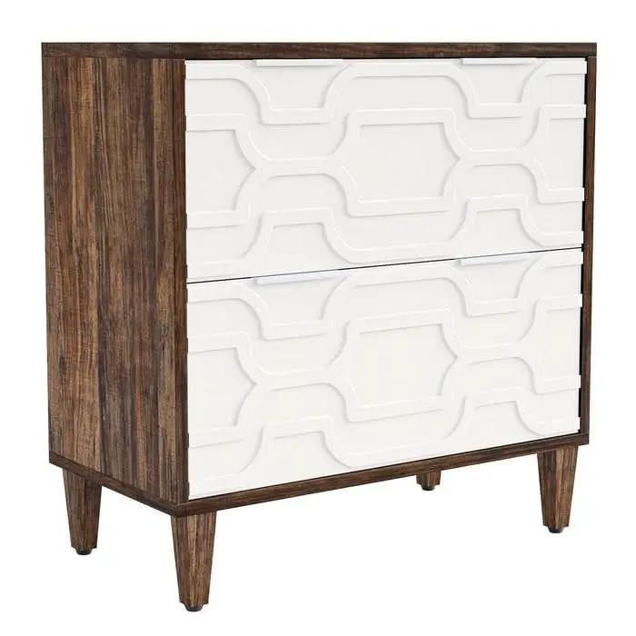 Modern Brown/White Wood 2 Drawer Filing Cabinet Printer Stand by HomePacific