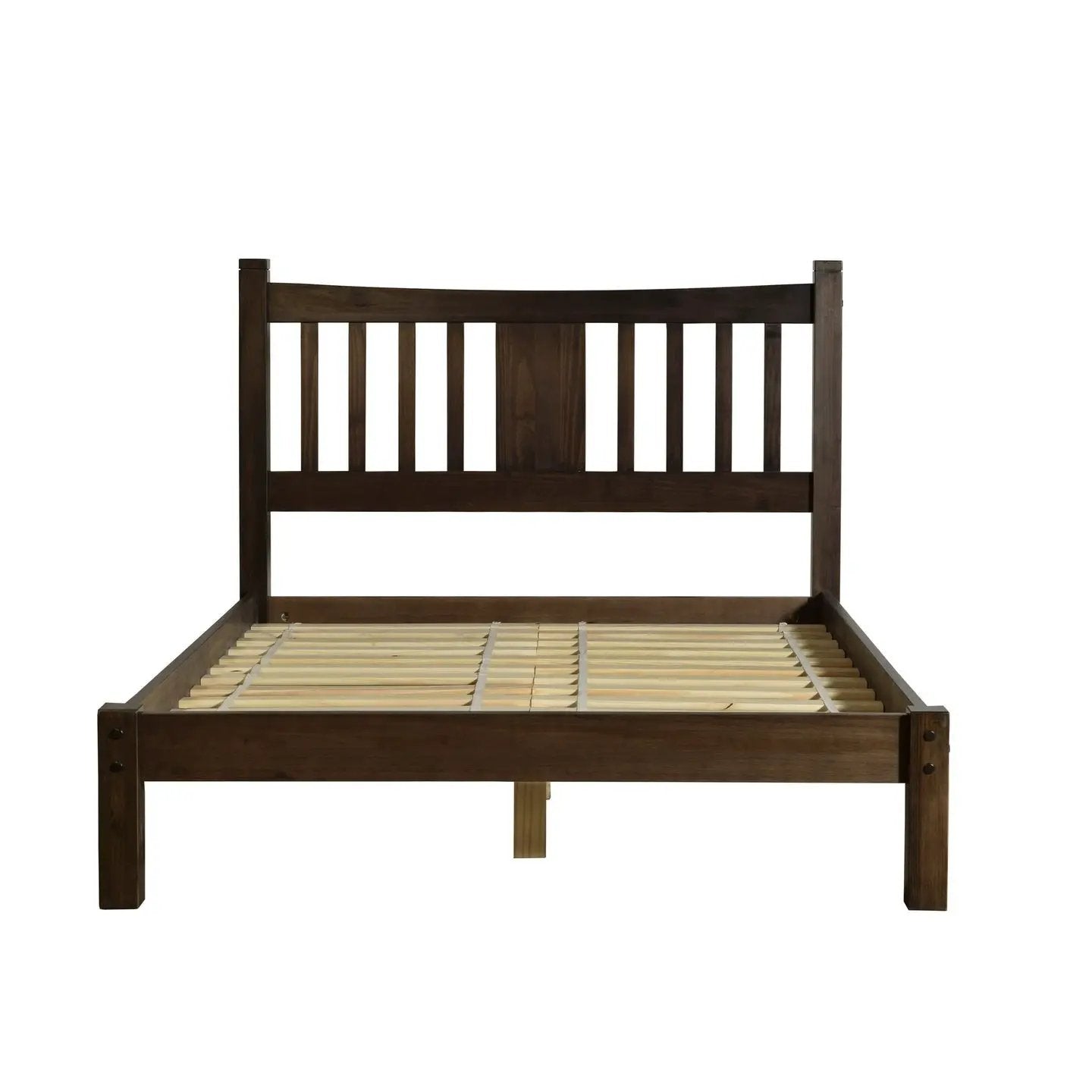 Queen Size Farmhouse Style Solid Wood Platform Bed with Headboard in Espresso by HomePacific