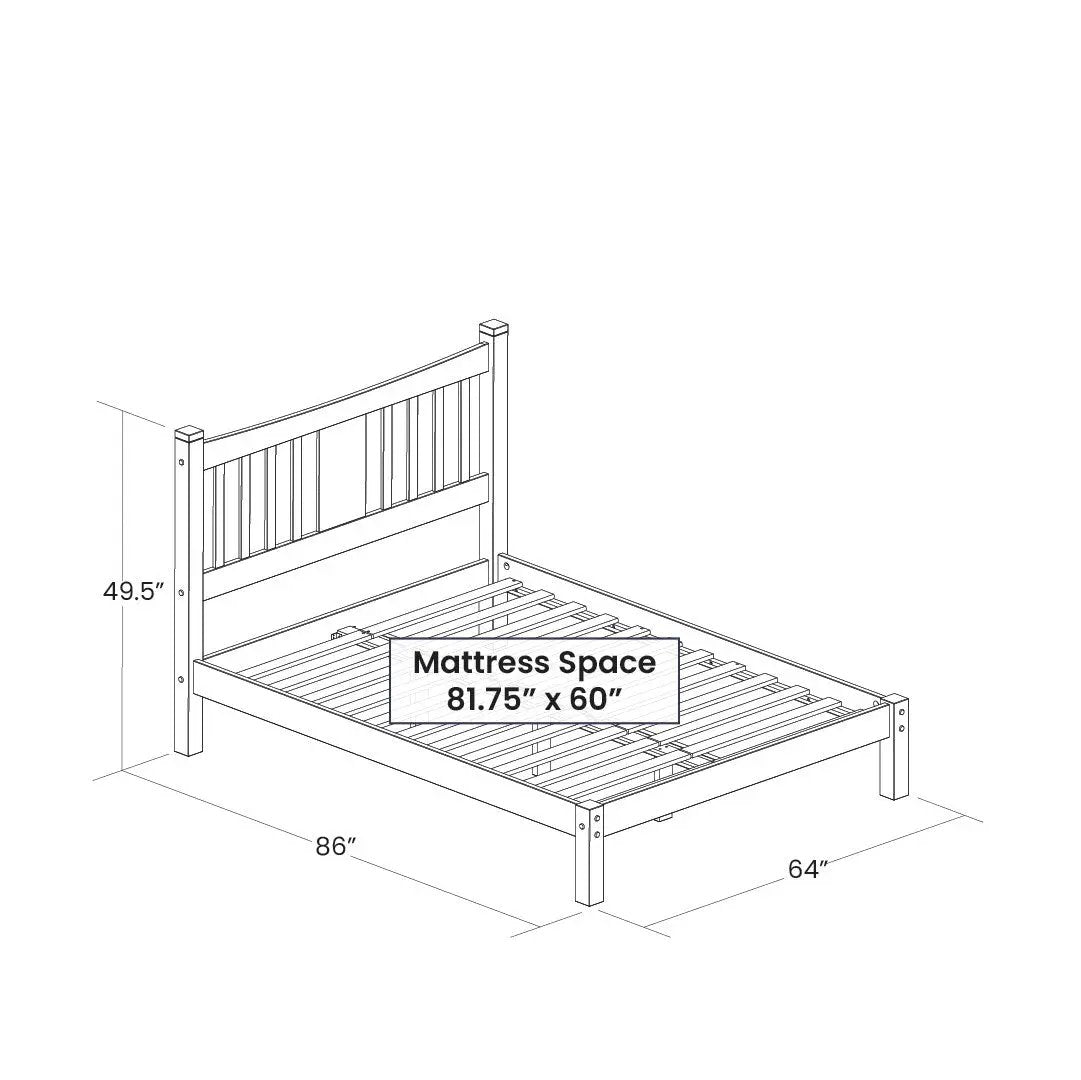 Queen Size Farmhouse Style Solid Wood Platform Bed with Headboard in Espresso by HomePacific