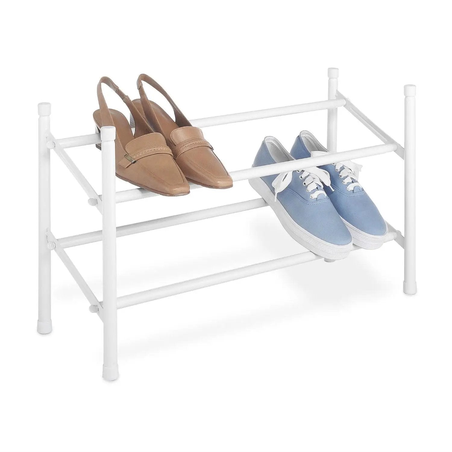 2-Tier Stackable Shoe Rack Organizer Storage Shelves in White by HomePacific