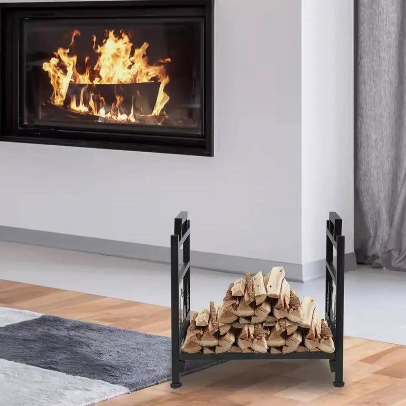 1.5 Ft. Black Metal Firewood Log Rack with Deer Pattern by HomePacific