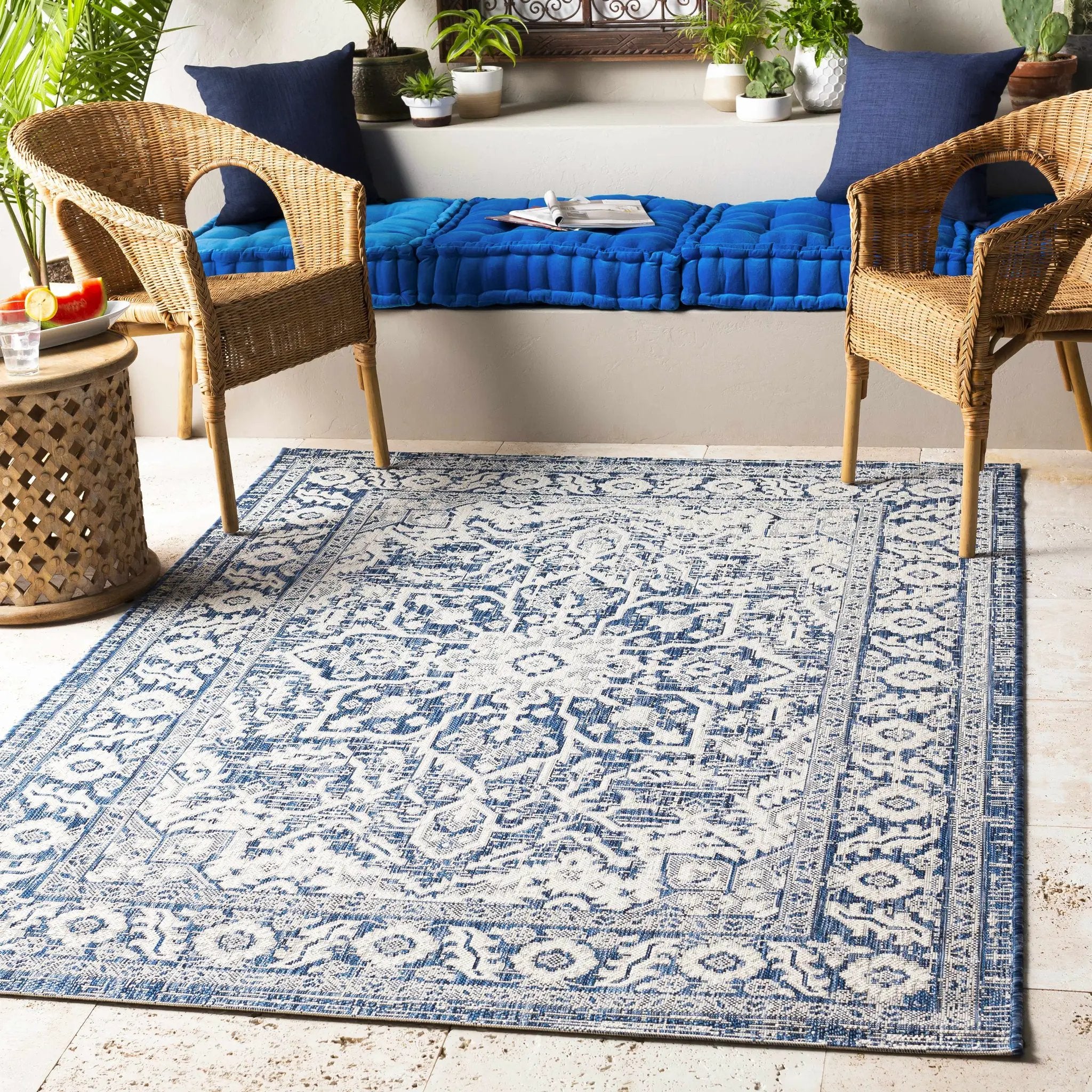 Etoile Navy Blue Performance Outdoor Rug by Boutique Rugs
