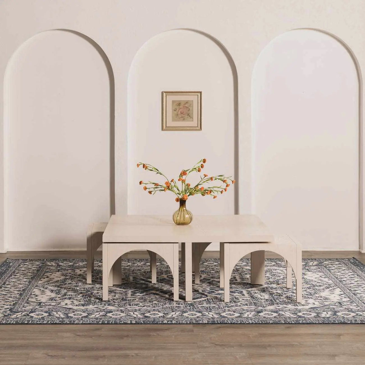 Etoile Navy Blue Performance Outdoor Rug, installed in a room 3