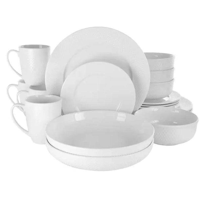 18-Piece White Porcelain Dinnerware Set with Plates Bowls Mugs - Service for 4 by HomePacific