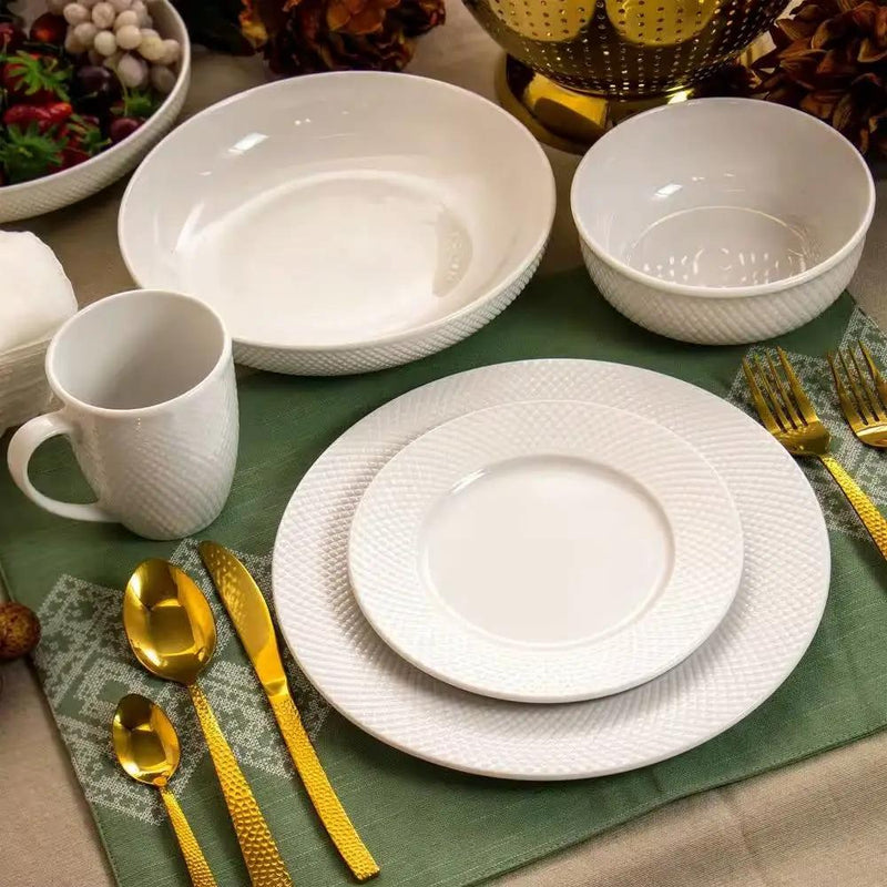 18-Piece White Porcelain Dinnerware Set with Plates Bowls Mugs - Service for 4 by HomePacific