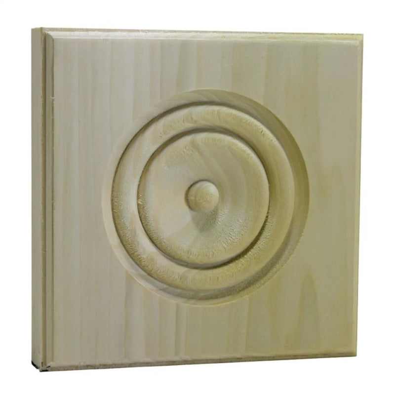 EWAP90 Rosette Casing Corner Block 1 inch x 5-1/2 inch Square Unfinished by NewMouldings