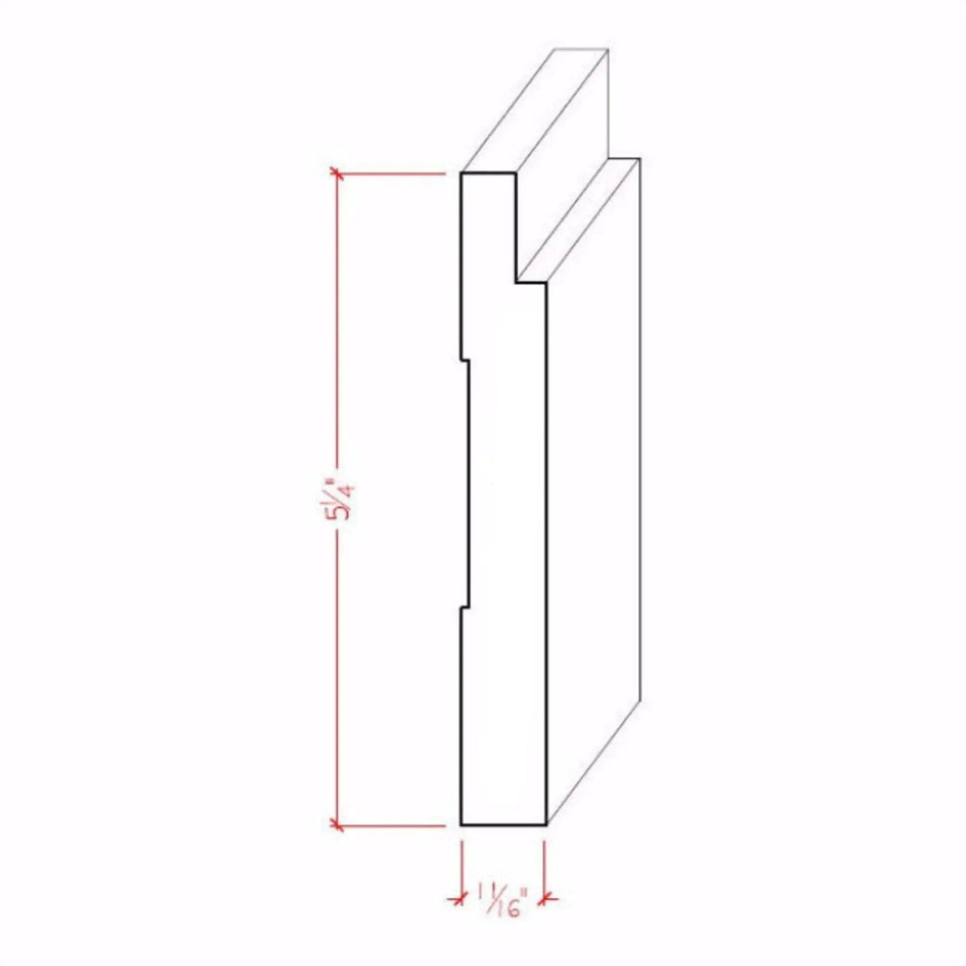 EWBB18 Notched Baseboard 5-1/4" Tall x 11/16"Moulding. Unfinished by NewMouldings