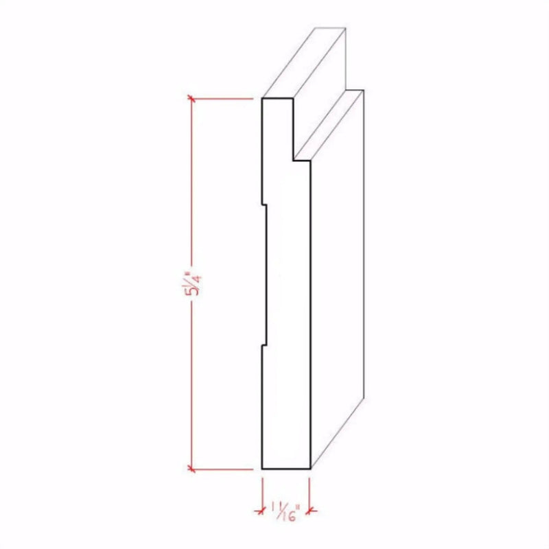 EWBB18 Notched Baseboard 5-1/4" Tall x 11/16"Moulding. Unfinished by NewMouldings