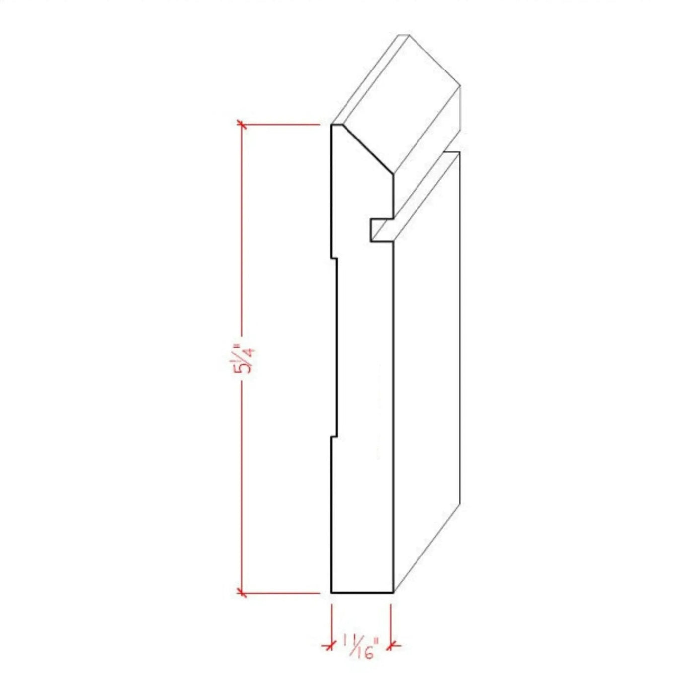 EWBB20 Bevel Groove 5-1/4" Tall x 11/16" Baseboard Moulding Unfinished by NewMouldings