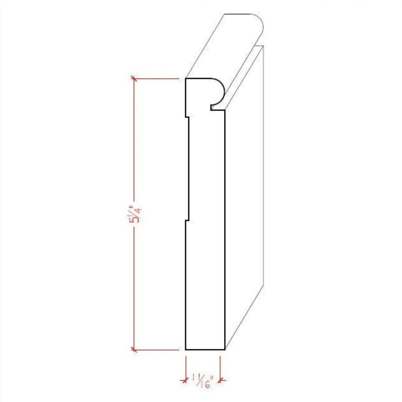 EWBB26 Beaded 5-1/4" Tall x 11/16" Baseboard Moulding. Unfinished by NewMouldings